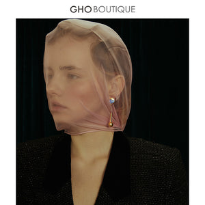 GHO Show Field Morandi Blue Long Earrings