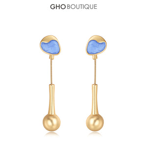 GHO Show Field Morandi Blue Long Earrings