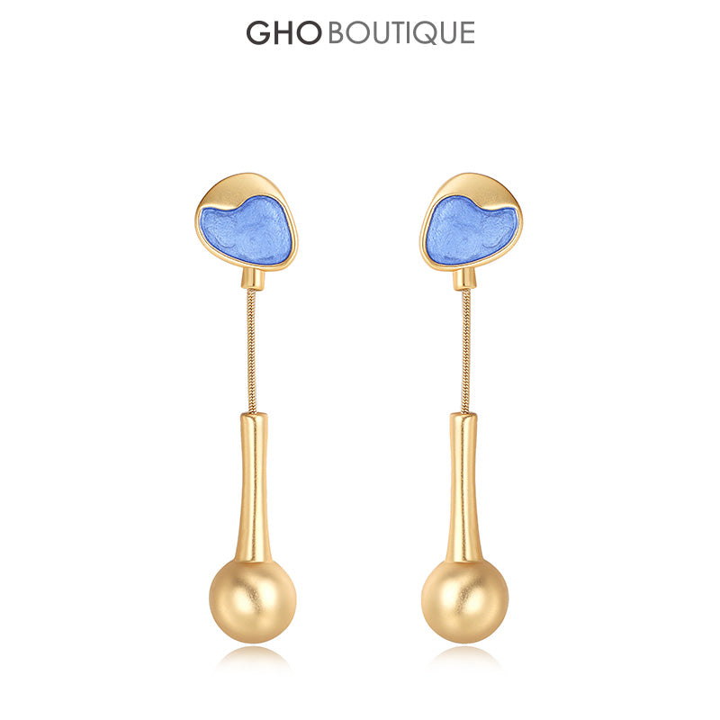 GHO Show Field Morandi Blue Long Earrings