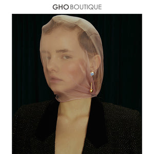 GHO Show Field Morandi Blue Long Earrings