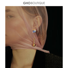 Load image into Gallery viewer, GHO Show Field Morandi Blue Long Earrings
