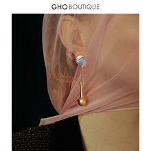 Load image into Gallery viewer, GHO Show Field Morandi Blue Long Earrings
