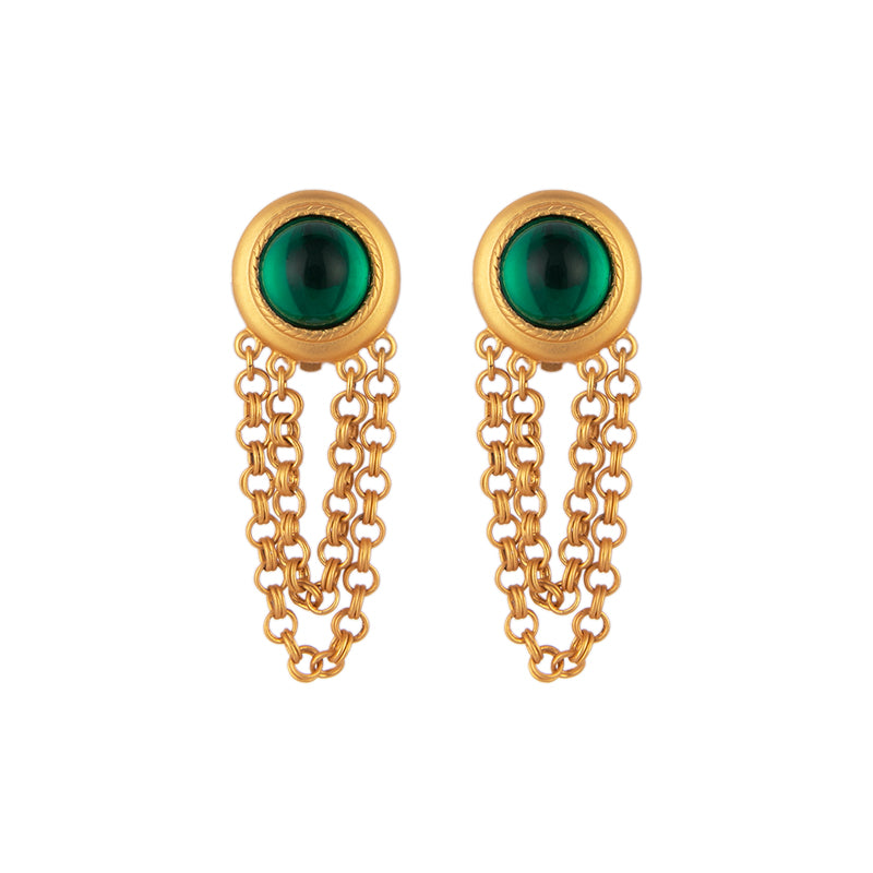 GHO Vintage Palace Gemstone Inlaid Chain Ear Clip