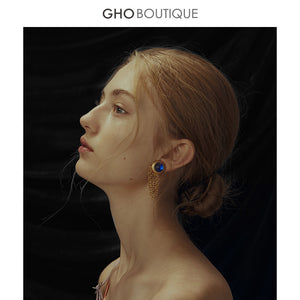 GHO Vintage Palace Gemstone Inlaid Chain Ear Clip