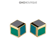 Load image into Gallery viewer, GHO Retro Palace Blue Green/Gray Matching 2.5D Stereo Earrings
