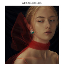 Load image into Gallery viewer, GHO Retro Palace Blue Green/Gray Matching 2.5D Stereo Earrings

