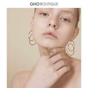 GHO Line Art Multi-Layer Winding Coil Open Ring
