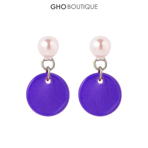 GHO About July Shell Shrimp Pink Pearl Earrings 4 Colors Available