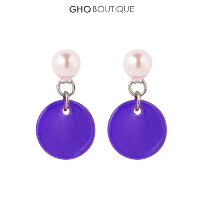 GHO About July Shell Shrimp Pink Pearl Earrings 4 Colors Available