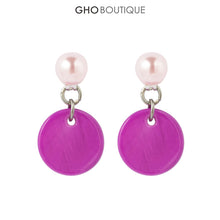 Load image into Gallery viewer, GHO About July Shell Shrimp Pink Pearl Earrings 4 Colors Available
