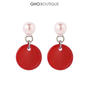 GHO About July Shell Shrimp Pink Pearl Earrings 4 Colors Available