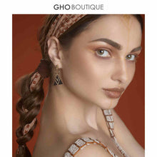 Load image into Gallery viewer, GHO Tribal Beach Black Gold Pattern Triangle Earrings
