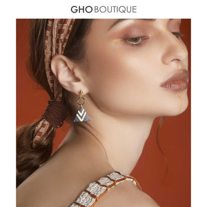 GHO Tribal Beach Black Gold Pattern Triangle Earrings
