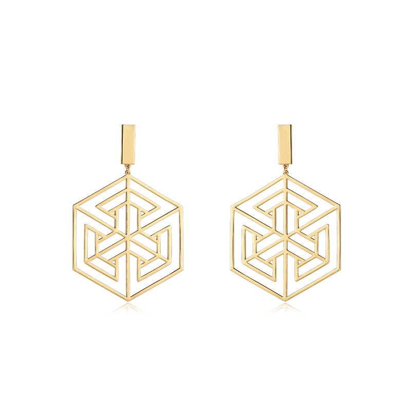 GHO Plane Misalignment Hexagonal Large Earrings