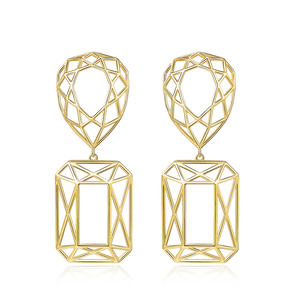 GHO Hook Line Gemstone Emerald Drop Earrings
