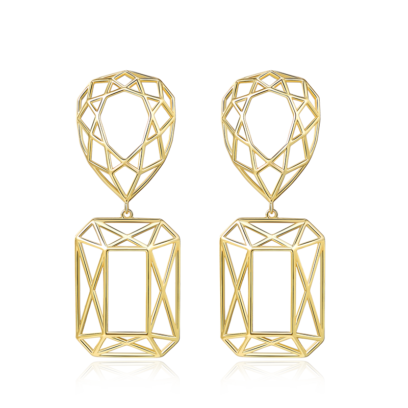 GHO Hook Line Gemstone Emerald Drop Earrings