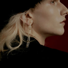 Load image into Gallery viewer, GHO Hook Line Gemstone Long Trapezoid Earrings
