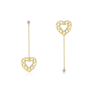 GHO Hook Line Gemstone Asymmetric Love Earrings