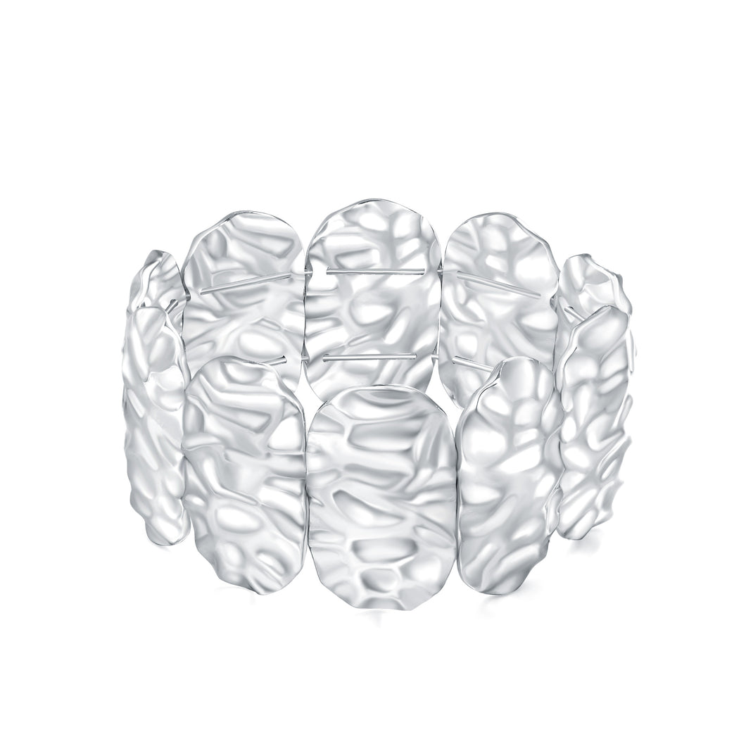 GHO Folded Tin Foil Stretch Cuff Bracelet
