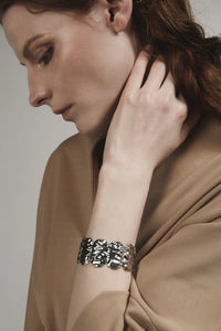 GHO Folded Tin Foil Stretch Cuff Bracelet