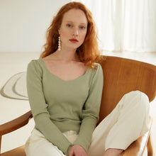 Load image into Gallery viewer, NewYogO2020 Square Collar Palace Sleeve Sweater
