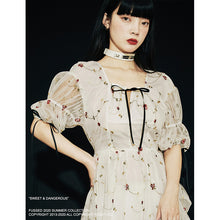 Load image into Gallery viewer, FUSSED Niche Independent Designer Original Puff Sleeve Floral Embroidery Dress
