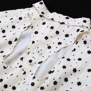FUSSED Niche Original Design Daisy Flocking Lace Hollow Floral Summer Dress