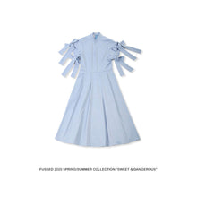 Load image into Gallery viewer, FUSSED Niche Independent Designer Original Sky Blue Collar V-neck Dress
