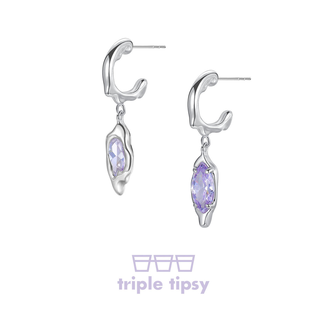 triple tipsy Liquor Hard Candy Zircon Small Earrings