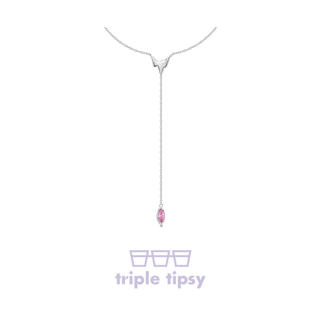 triple tipsy Wine Heart Hard Candy Zircon Y-shaped Necklace