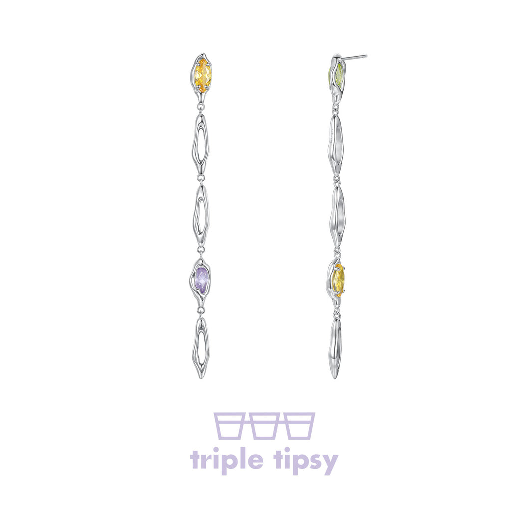 triple tipsy Liquor Hard Candy Zircon Long Earrings
