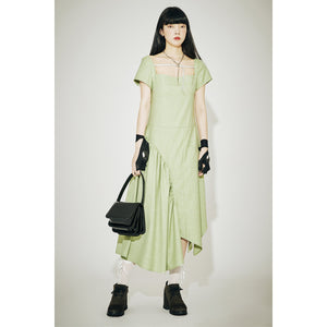 FUSSED Original Niche Independent Designer Greeni Dress with Irregular Hem