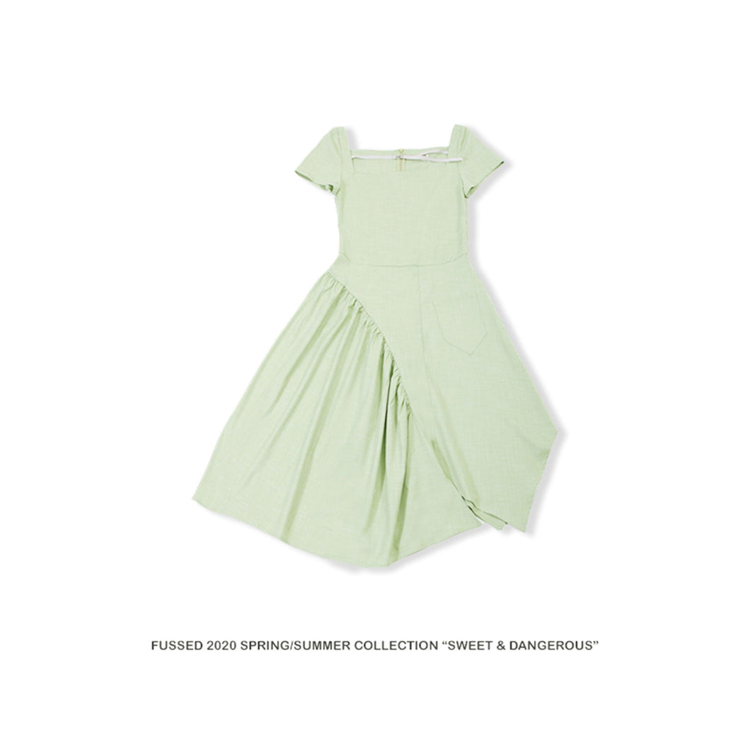 FUSSED Original Niche Independent Designer Greeni Dress with Irregular Hem