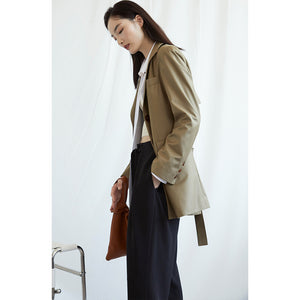 NewYogO French Big Pockets Mid-Length Women Autumn Jacket