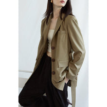 Load image into Gallery viewer, NewYogO French Big Pockets Mid-Length Women Autumn Jacket
